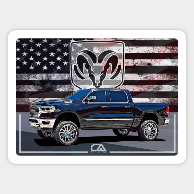 Dodge Ram and The American Flag Sticker by GasAut0s